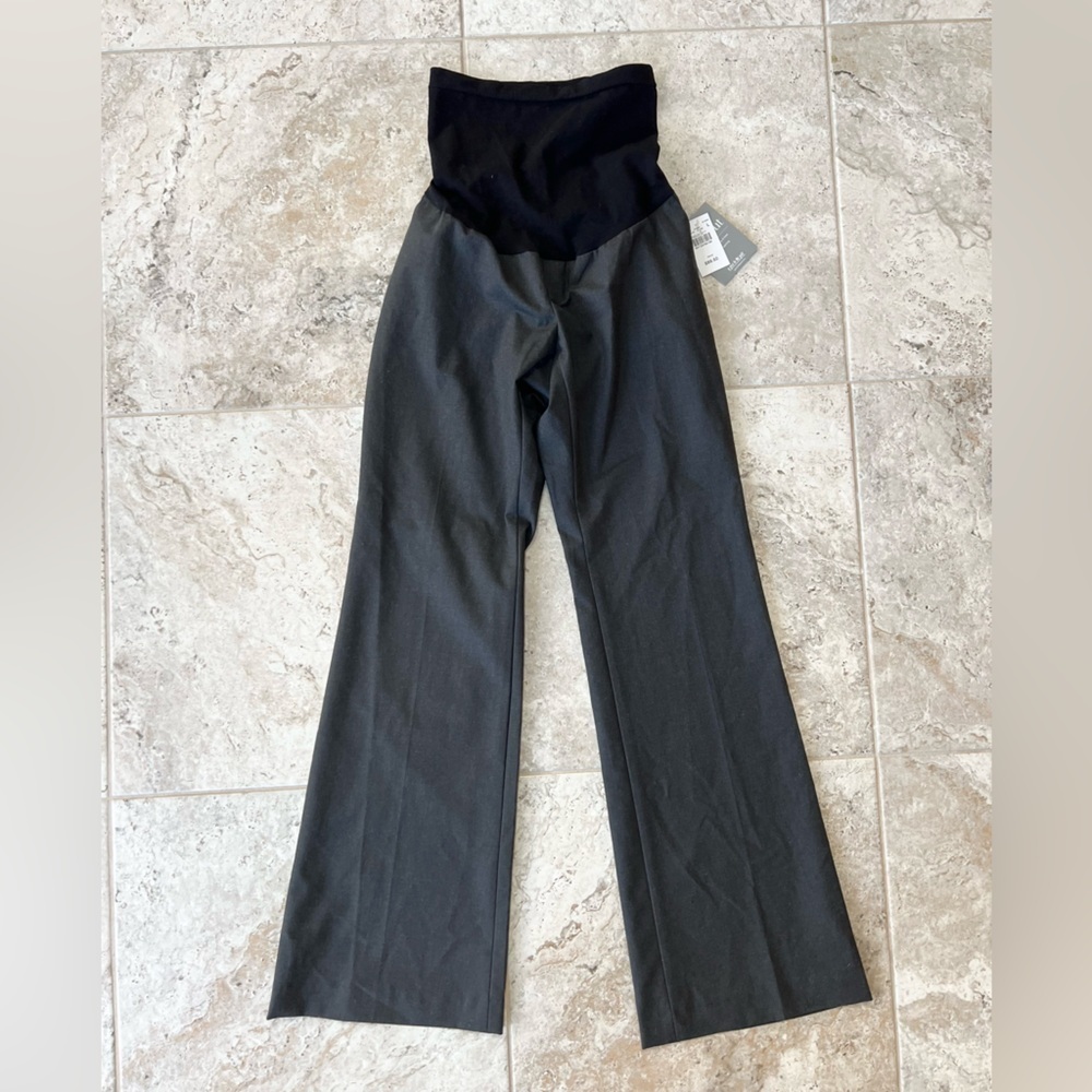 A Pea in the Pod NWT Under-the-Belly Bootleg Maternity Dress Pants, Dark Grey, L